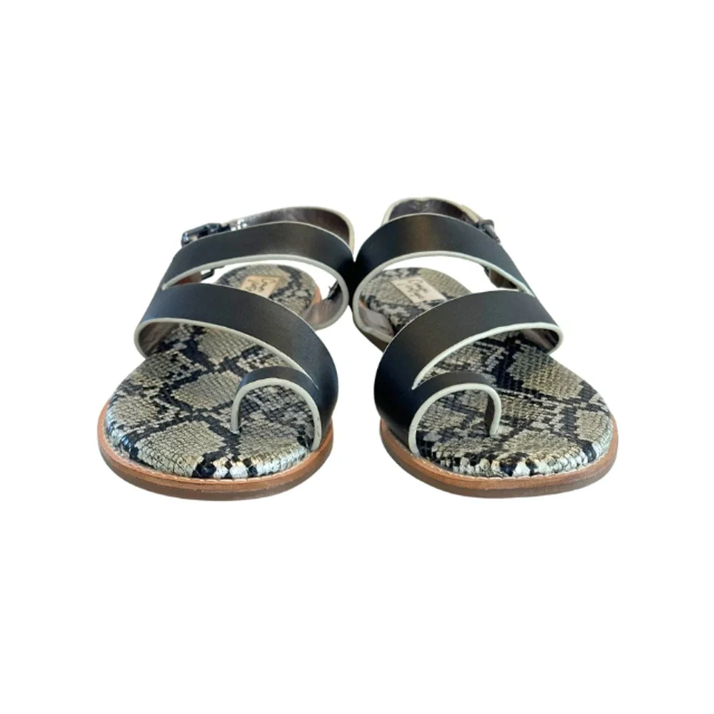 Crown Vintage Sandals Aaliya Black Zion Leather Wedge Strappy Women's 8/38.5